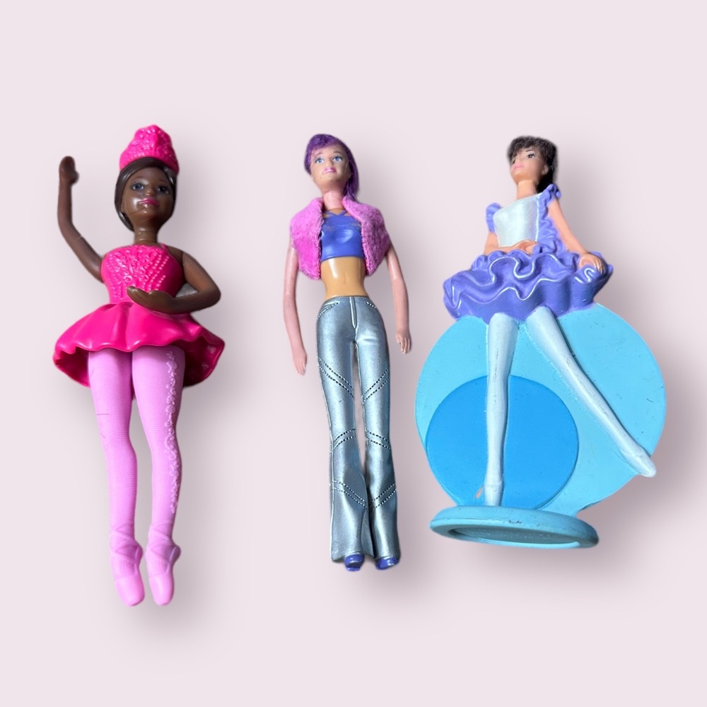 Set Of Three Miscellaneous Mattel Barbie McDonald’s Small Toys Dolls Ballerina